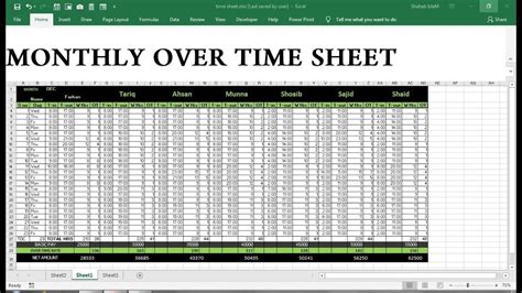 How To Make Monthly Overtime Sheet Excel Youtube