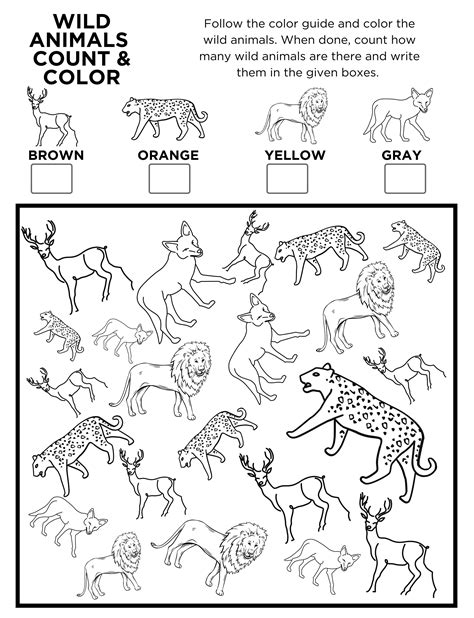 Free Printable Wild Animals I Spy Count And Color