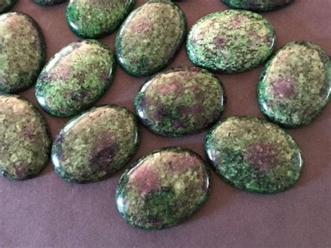 40x30mm Natural Ruby In Zoisite Cabochon Green And Purple Crystal