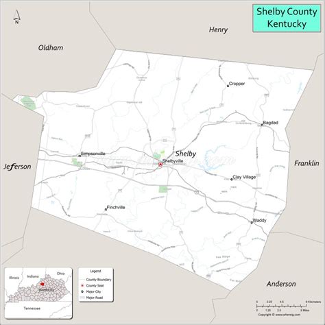 Map Of Shelby County Kentucky Where Is Located Cities Population