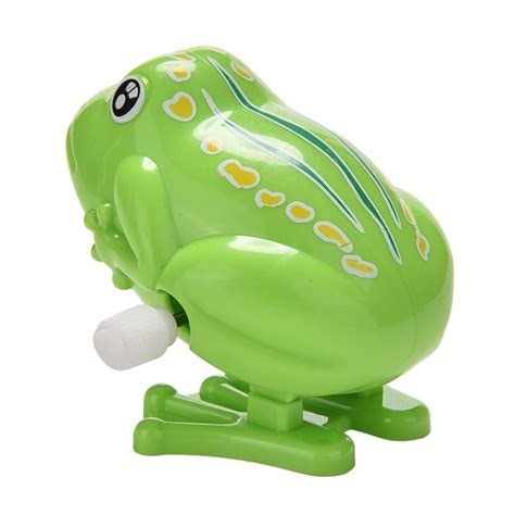 Wind Up Toy Green Frog Plastic Jumping Outdoor Animal Classic