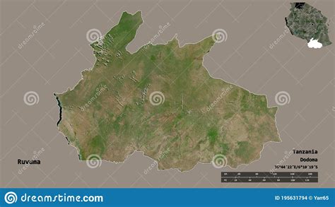 Ruvuma Region Of Tanzania Zoomed Satellite Stock Illustration