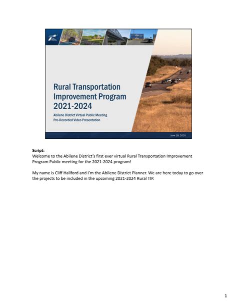Pdf Rural Transportation Improvement Program 2021 2024 Abilene Pdf