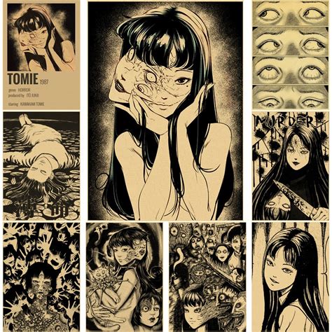 Horror Anime Junji Ito Posters Tomie Retro Kraft Paper Posters Vintage