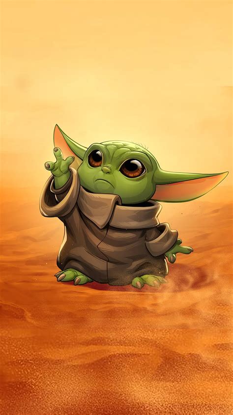The Child Baby Yoda Baby Yoda Cartoon Drawing 1080x1920 Wallpaper