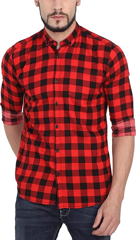 Buy Genius18 Men Checkered Red Shirt At