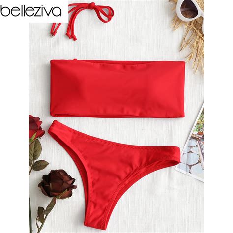 Belleziva 2019 Woman Bikinis Sexy Bandage Swimsuit Swimwear Halter