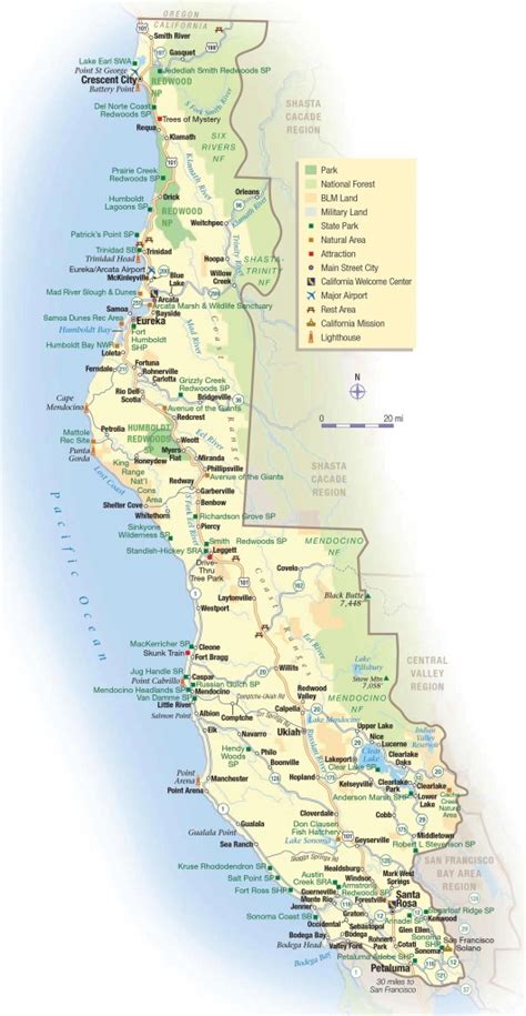 Map Of Northern California Coast Cities Map Of Usa District