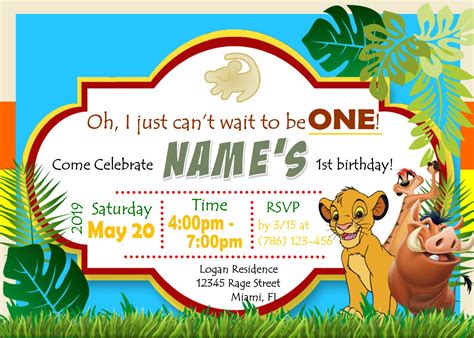 Lion King Custom Invitation By Ued Shop Lion King Birthday Half