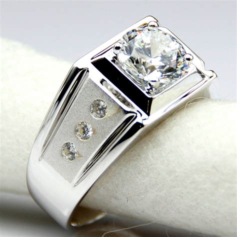 Diamond Men Ring Center 2 Carat Simulated Diamond Engagement Ring For