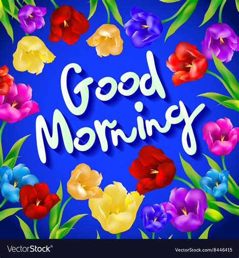 Good Morning Lovely Card With Flowers And Vector Image Good Morning