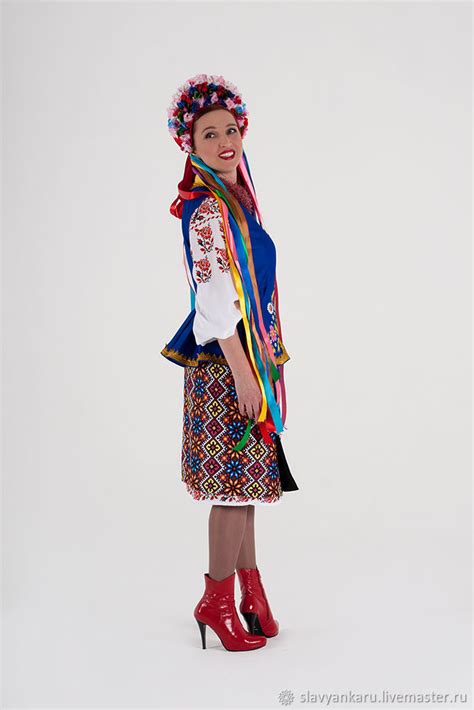 Украинский народный костюм женский Синий василек купить в интернет магазине Ярмарка Мастеров