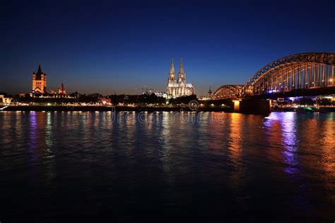 Cologne City Night Germany Stock Photo Image Of Place Sightseeing