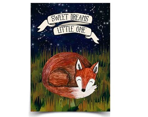 Sweet Dreams Fox 85 X 11 Poster By Papersparrow On Etsy 1000 Fox