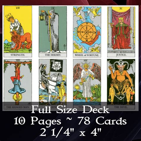 Tarot Deck Tarot Cards To Print Printable Tarot 78 Card Etsy Uk