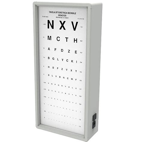 Tabla Optométrica Con Luz Para Lectura A 3m Letras Optotipos