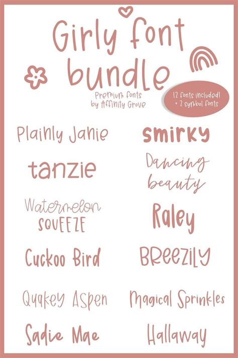 Girly Font Bundle 12 Fonts Included Etsy Girly Fonts Scrapbook