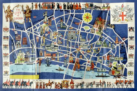 The City Of London Pictorial Map C1955 Etsy