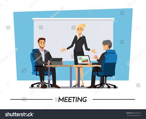 Business People Having Board Meetingvector Illustration Stock Vector