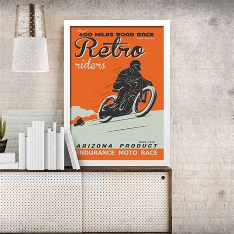 Retro Riders Πίνακες σε Καμβά σε Vintage σχέδια Retro Rider Book