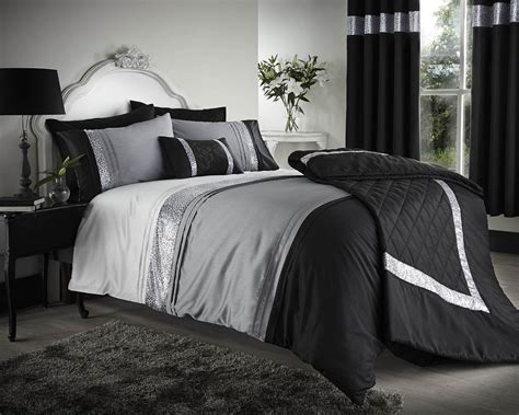 Find all bedding at wayfair. Black Grey Silver Duvet Covers Bedding Bed Set - Double ...