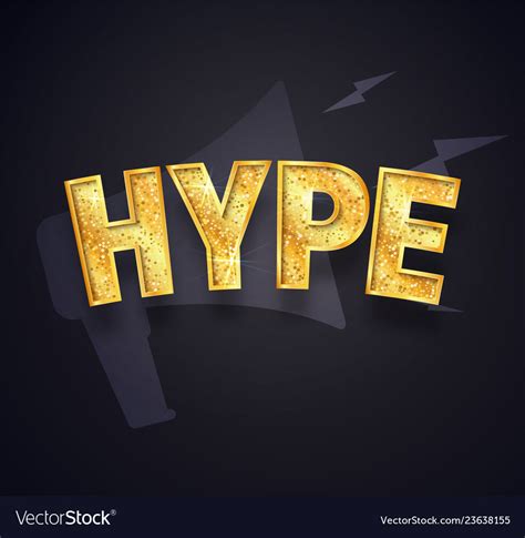Gold Hype Text Isolated Icon On Dark Royalty Free Vector