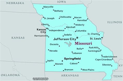 Map Of Usa Showing Cities Detailed Political Map Of Missouri Ezilon Images