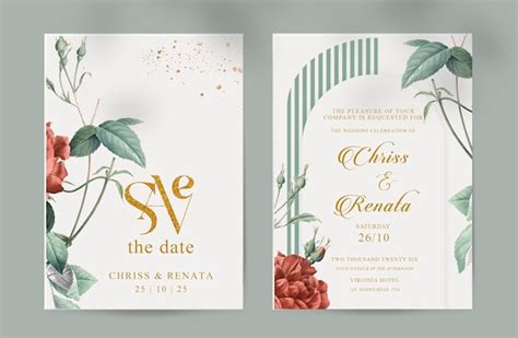 Premium Psd Wedding Invitation With Beauty Roses Floral Garden