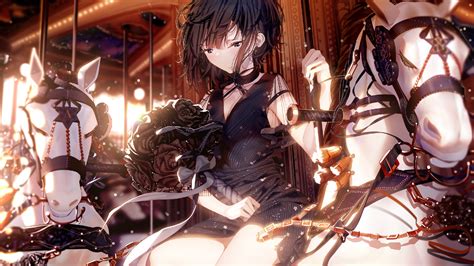 Anime Girl On Carousel Wallpaper Backiee