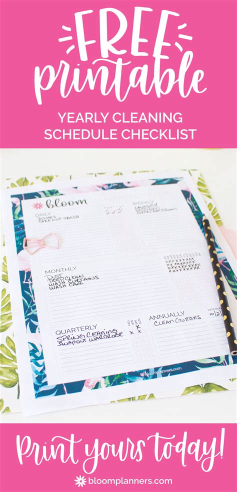 Free Yearly Cleaning Schedule Spring Cleaning Checklist Bloom Daily