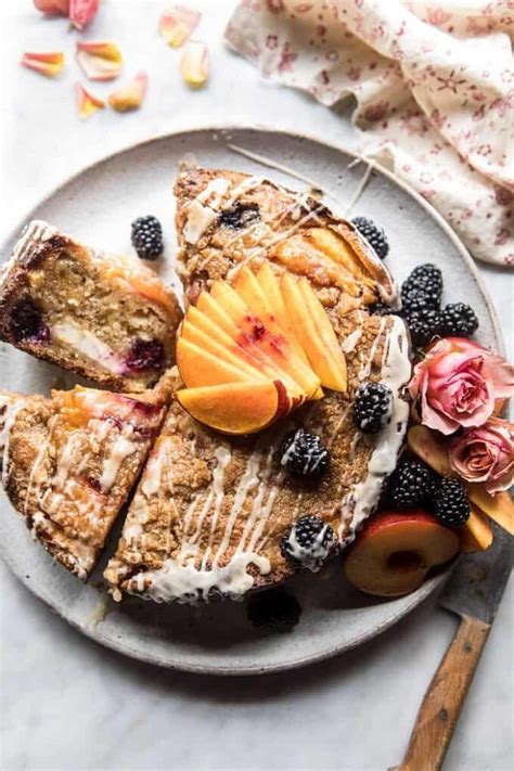 Vanilla Glazed Blackberry Peach Coffee Cake Half Baked Harvest