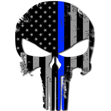 Itsaskin1 Punisher Skull Police Blue Line Us Sticker Decal America Flag