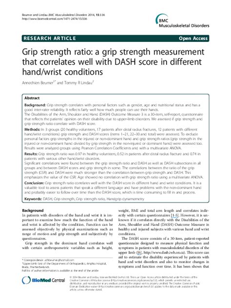 Pdf Grip Strength Ratio A Grip Strength Measurement That Correlates