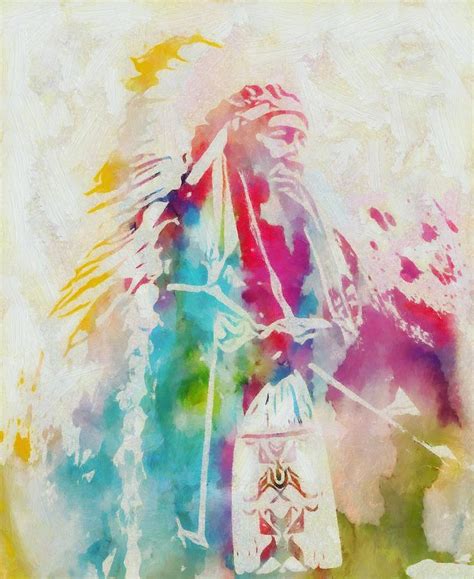 Native American Chief Watercolor Painting By Dan Sproul
