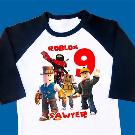 Roblox Birthday Shirt Roblox Tshirt Personalized Raglan With Etsy