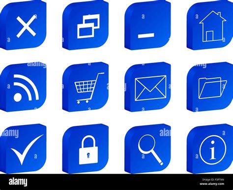 3d Blue Icon Set Vector Illustration Stock Vector Image And Art Alamy
