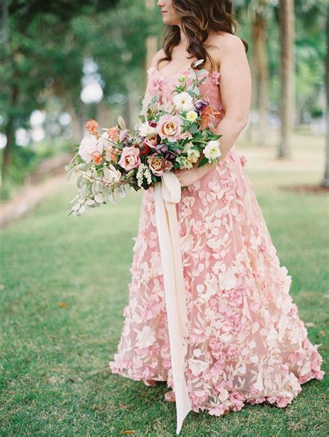 Bride Dons Pink Floral Dress For Romantic Lowcountry Wedding