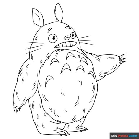 Totoro Coloring Page Easy Drawing Guides