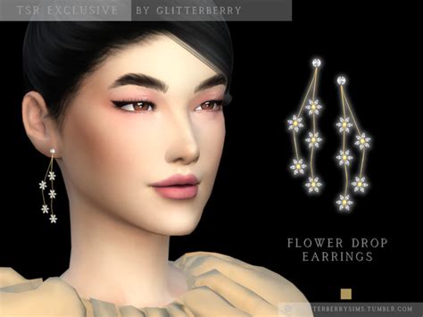 The Sims Resource Flower Drop Earring