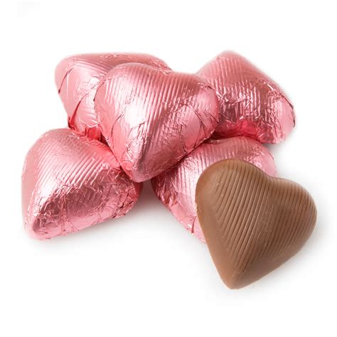 Bright Pink Foiled Milk Chocolate Hearts Chocolate Candy Delights