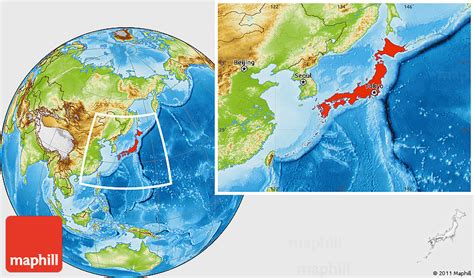 It is bordered on the west by the sea of japan, and extends. Physical Location Map of Japan