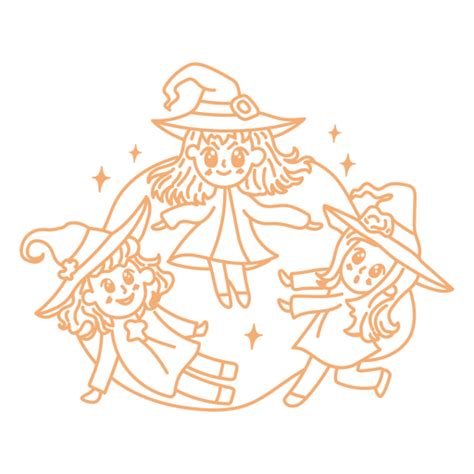 Simple Halloween Cute Witch Coven Cartoon Drawing Png And Svg Design For