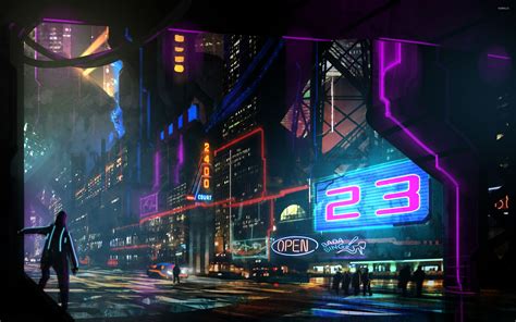 Computer Neon City Wallpapers Wallpaper Cave