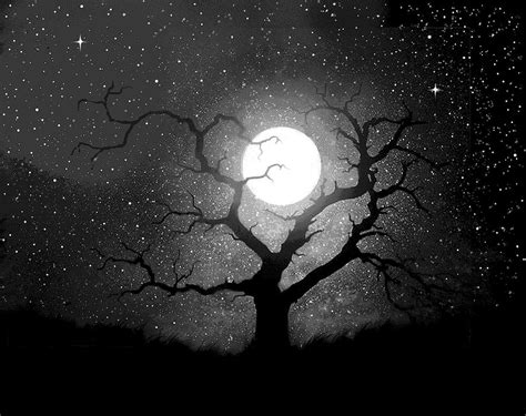 Moon Tree Painting By Robert Foster Pixels