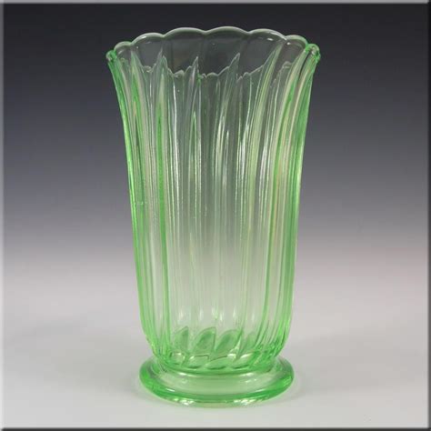 Bagley 3141 Art Deco Uranium Green Glass Carnival Vase Green Glass Art Deco Glass Glass