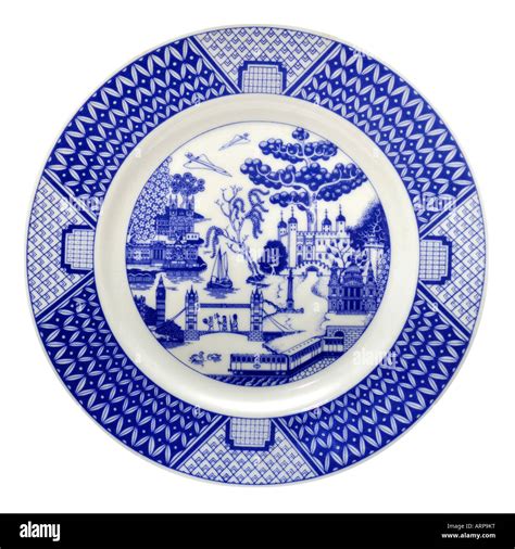 The London Willow Pattern Plate By Gladstone Pottery Longton Stoke On Trent 1980s Editorial Use