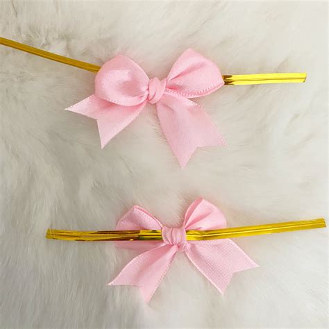 Xl Pink Bows With Twist Tie 2 Inch Pink Ribbon Bows Baby Etsy