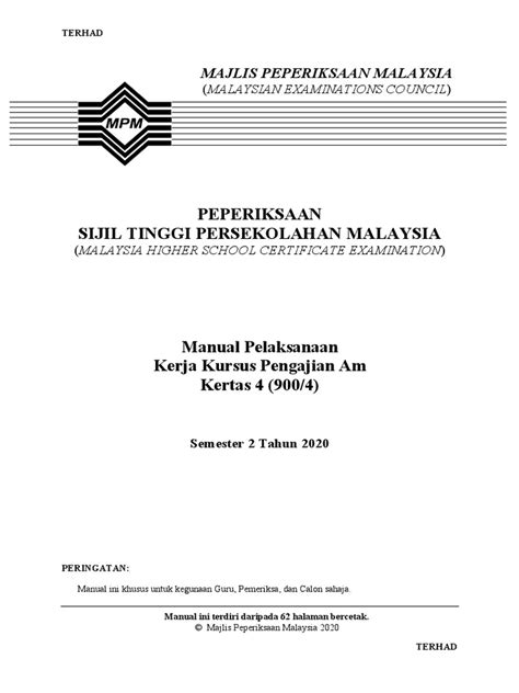 Pakaian & kelangkapan yang perlu dibawah. Manual Kerja Kursus Bahasa Melayu Stpm 2020