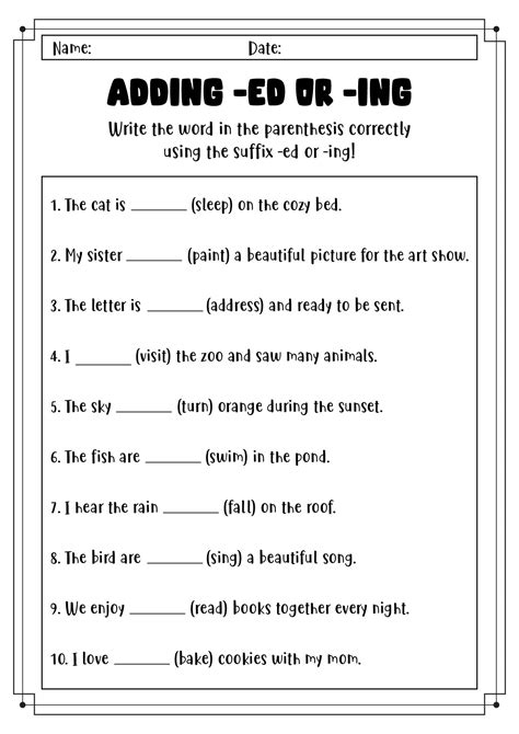 20 Best Images Of Adding The Suffix Ed And Ing Worksheet First Grade