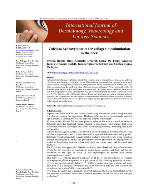 Pdf Calcium Hydroxylapatite For Collagen Biostimulation In The Neck